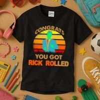 Congrats You Got Rick Rolled Meme Kids T-Shirt thumb 3