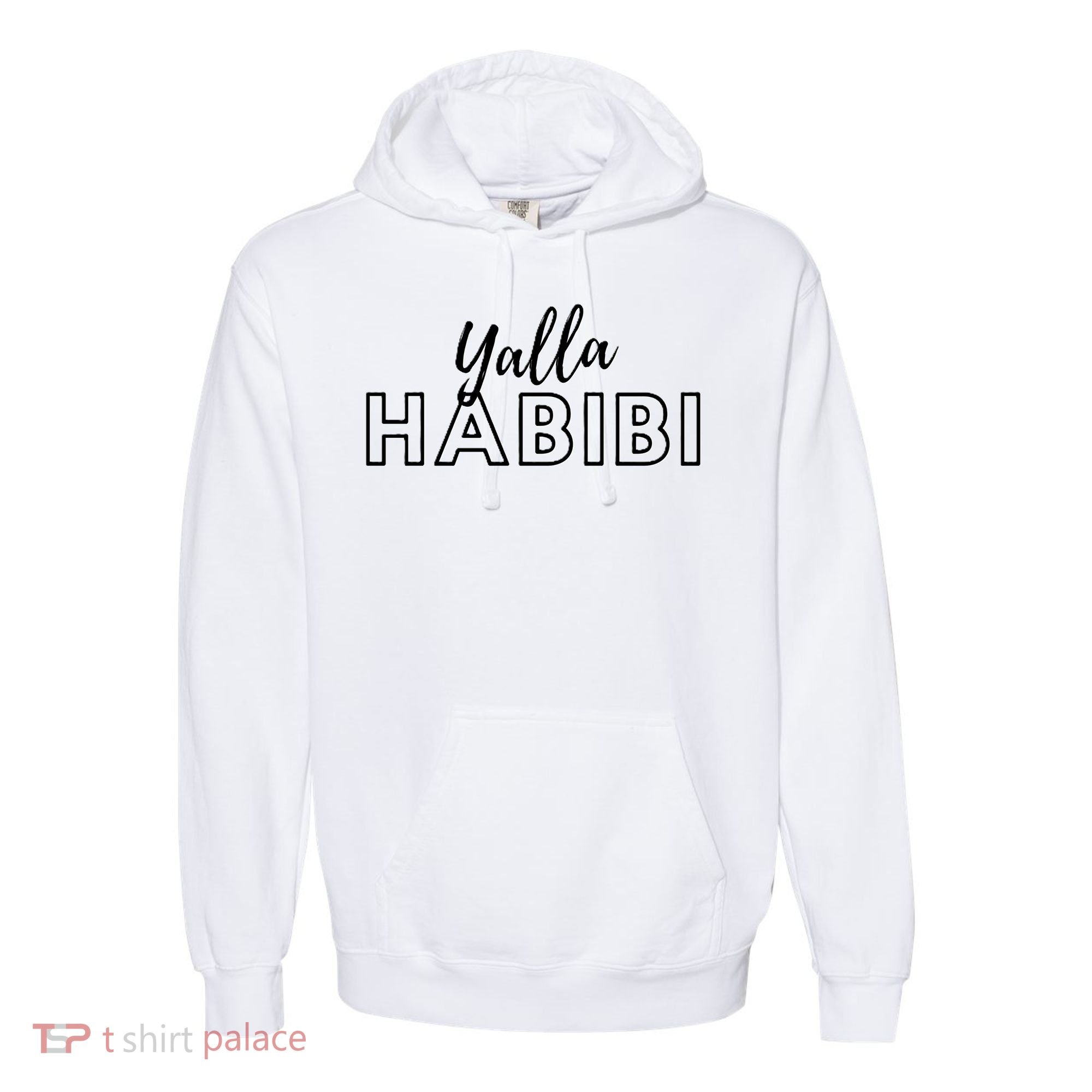 Cool Yalla Habibi Arabic Writing Comfort Colors Garment-Dyed Hooded Sweatshirt