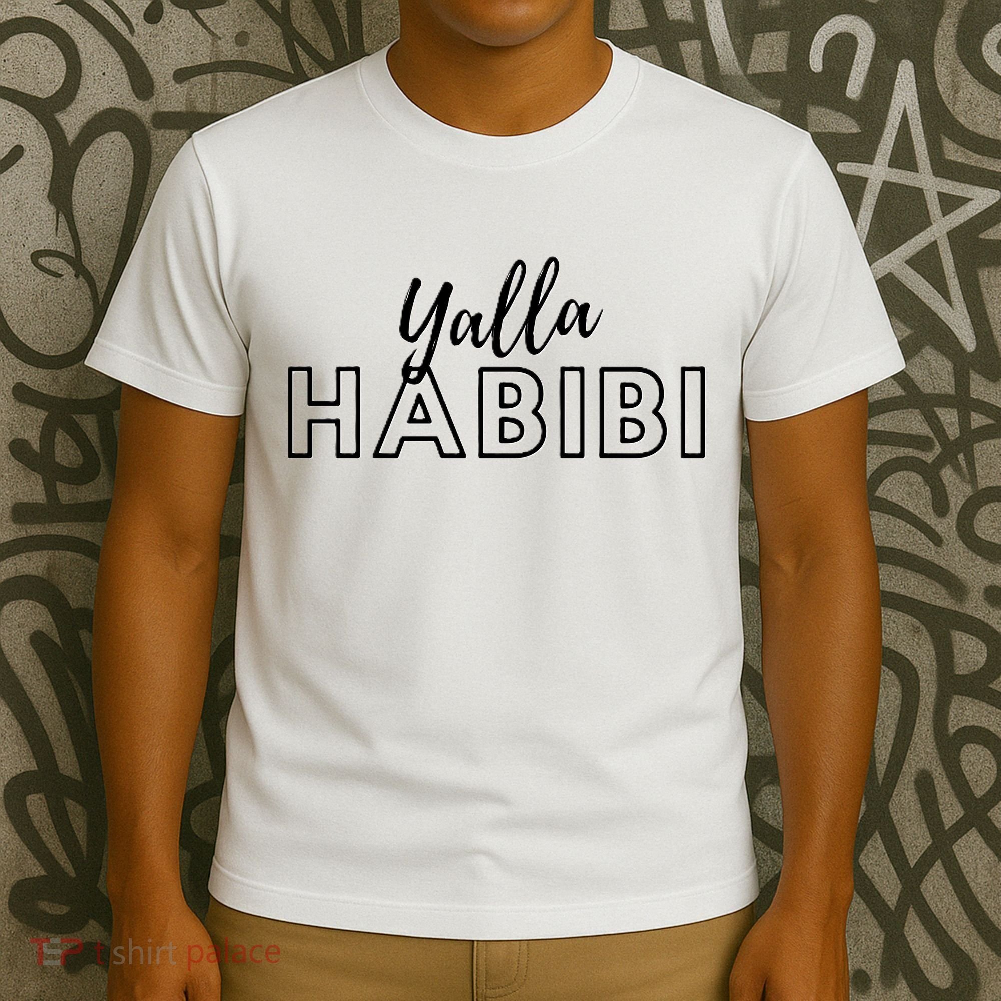 Cool Yalla Habibi Arabic Writing T-Shirt