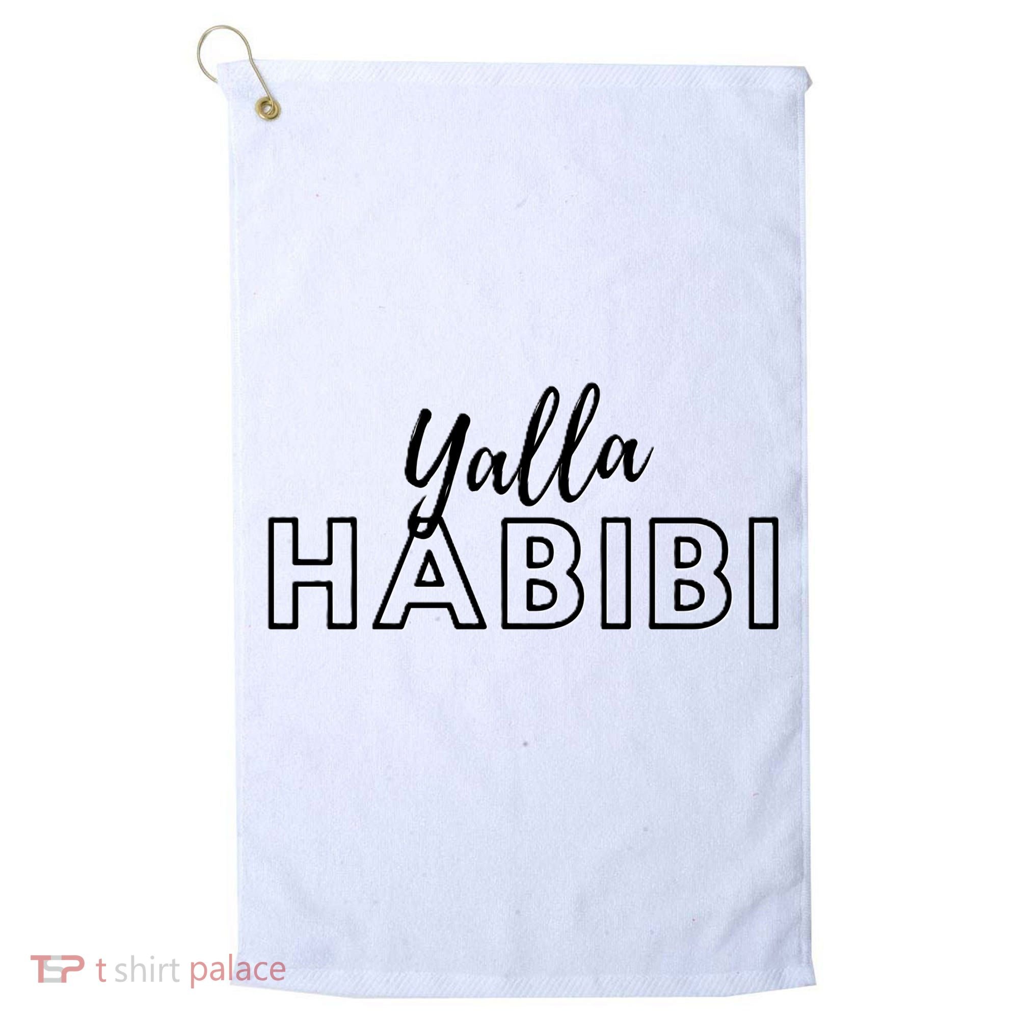 Cool Yalla Habibi Arabic Writing Golf Towel