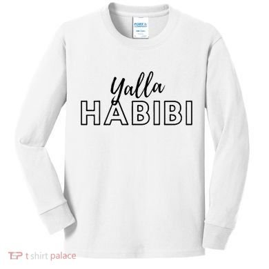 Cool Yalla Habibi Arabic Writing Kids Long Sleeve Shirt