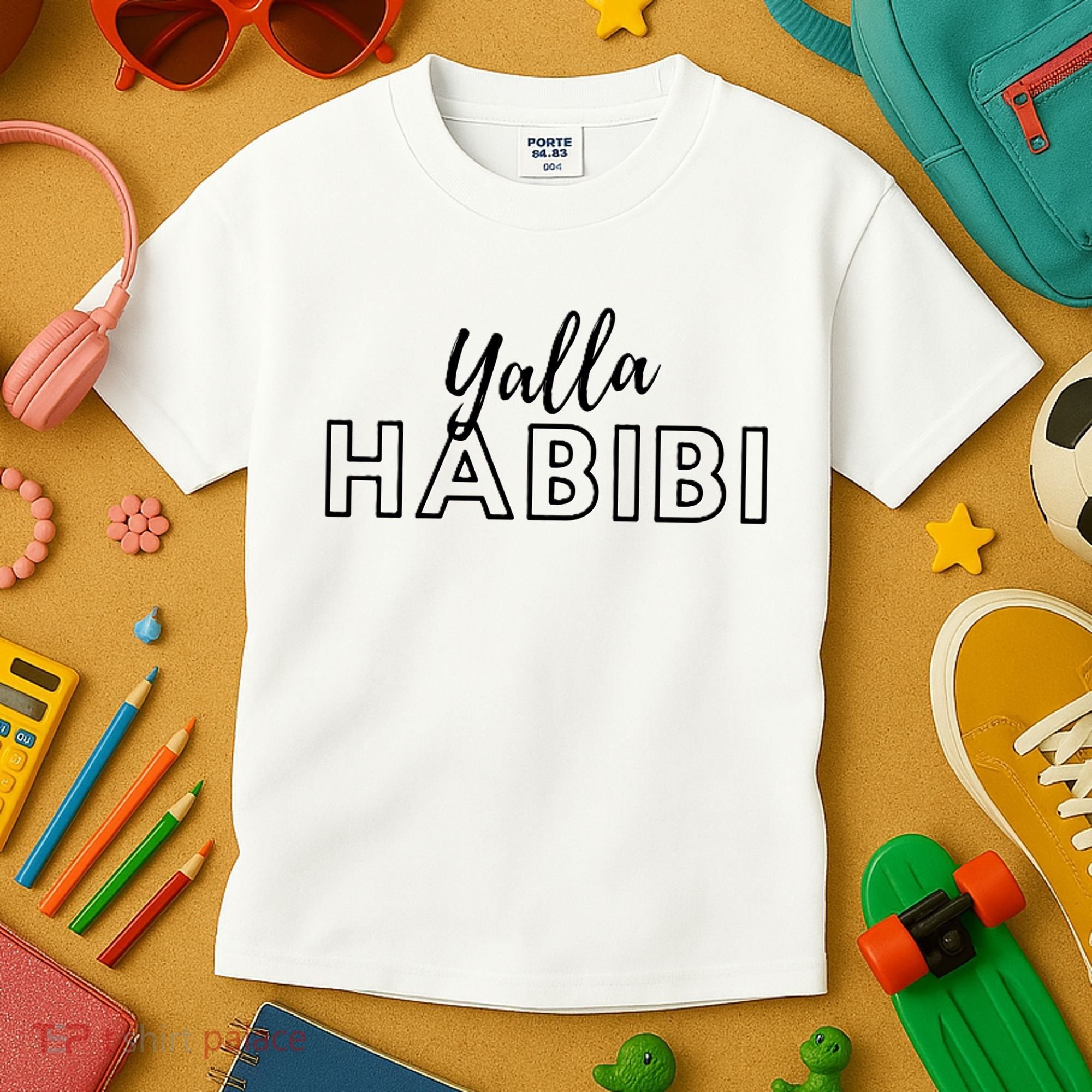 Cool Yalla Habibi Arabic Writing Kids T-Shirt