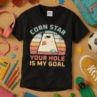 Cornstar Your Hole Is My Goal Cornhole Team Kids T-Shirt thumb 3