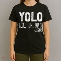 Christian Yolo Lol Jk Brb Jesus Christmas XMas Religious T-Shirt thumb 4