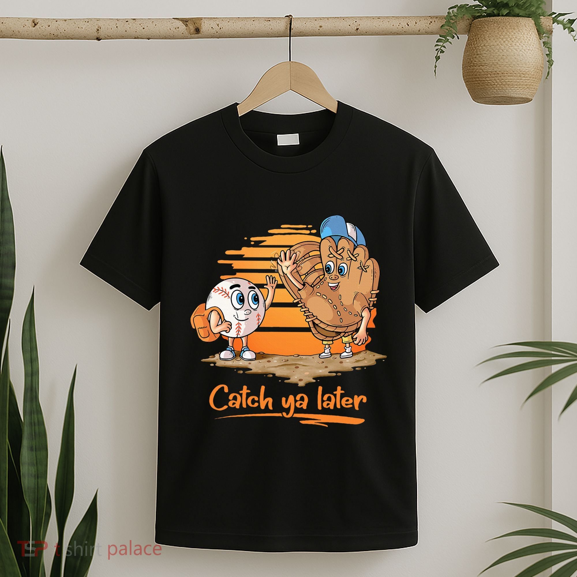 Catch Ya Later Cartoon Baseball Glove And Baseball Ball T-Shirt