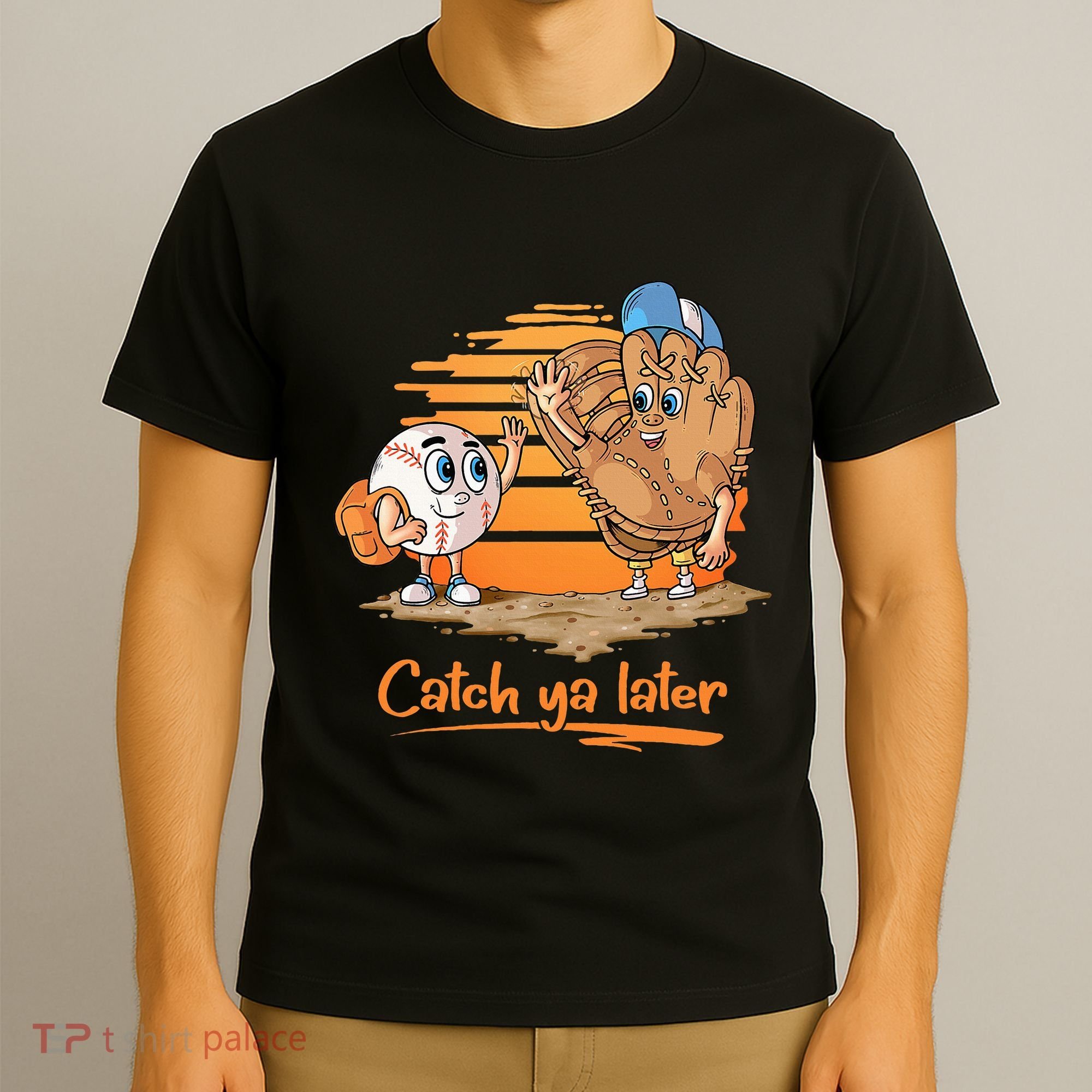 Catch Ya Later Cartoon Baseball Glove And Baseball Ball T-Shirt