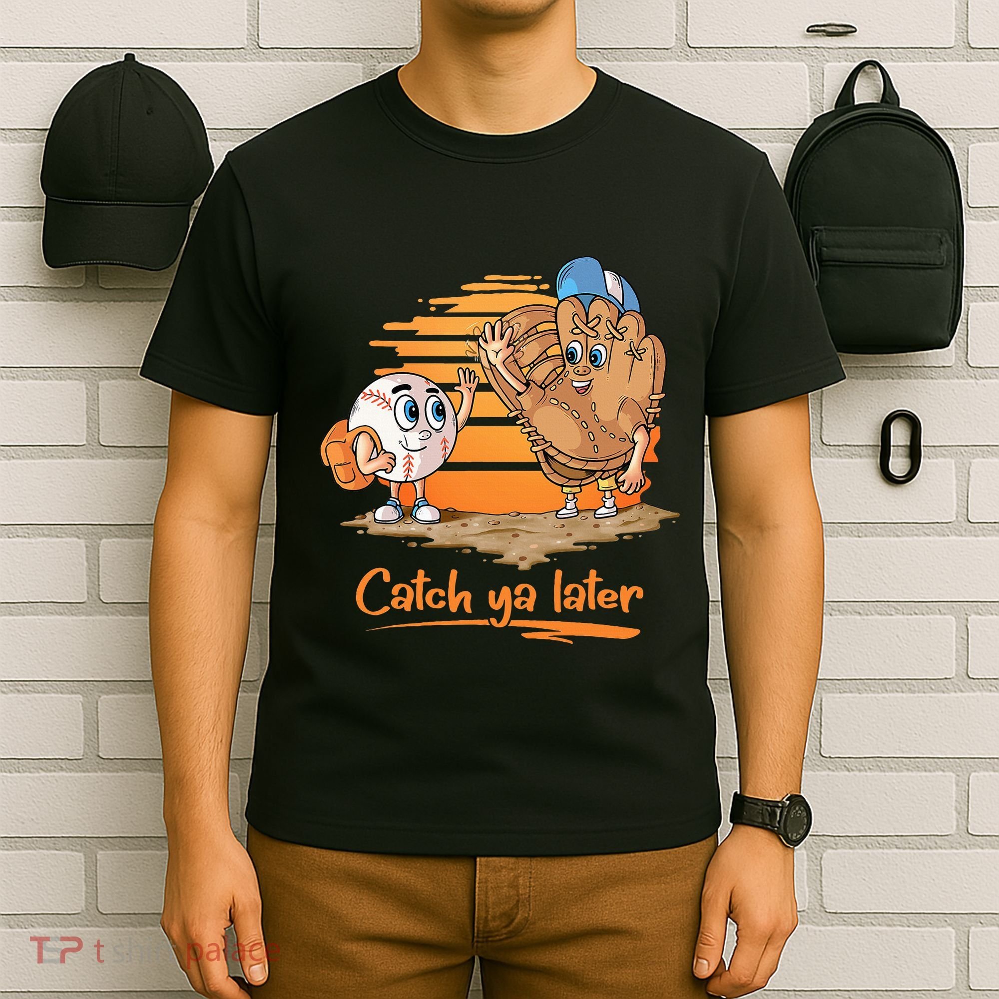 Catch Ya Later Cartoon Baseball Glove And Baseball Ball T-Shirt