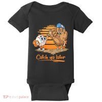 Catch Ya Later Cartoon Baseball Glove And Baseball Ball Baby Bodysuit thumb 0