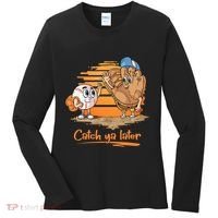 Catch Ya Later Cartoon Baseball Glove And Baseball Ball Women's Long Sleeve Shirt thumb 0