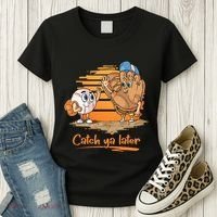 Catch Ya Later Cartoon Baseball Glove And Baseball Ball Women's T-Shirt thumb 3