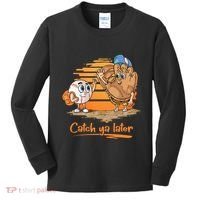 Catch Ya Later Cartoon Baseball Glove And Baseball Ball Kids Long Sleeve Shirt thumb 0