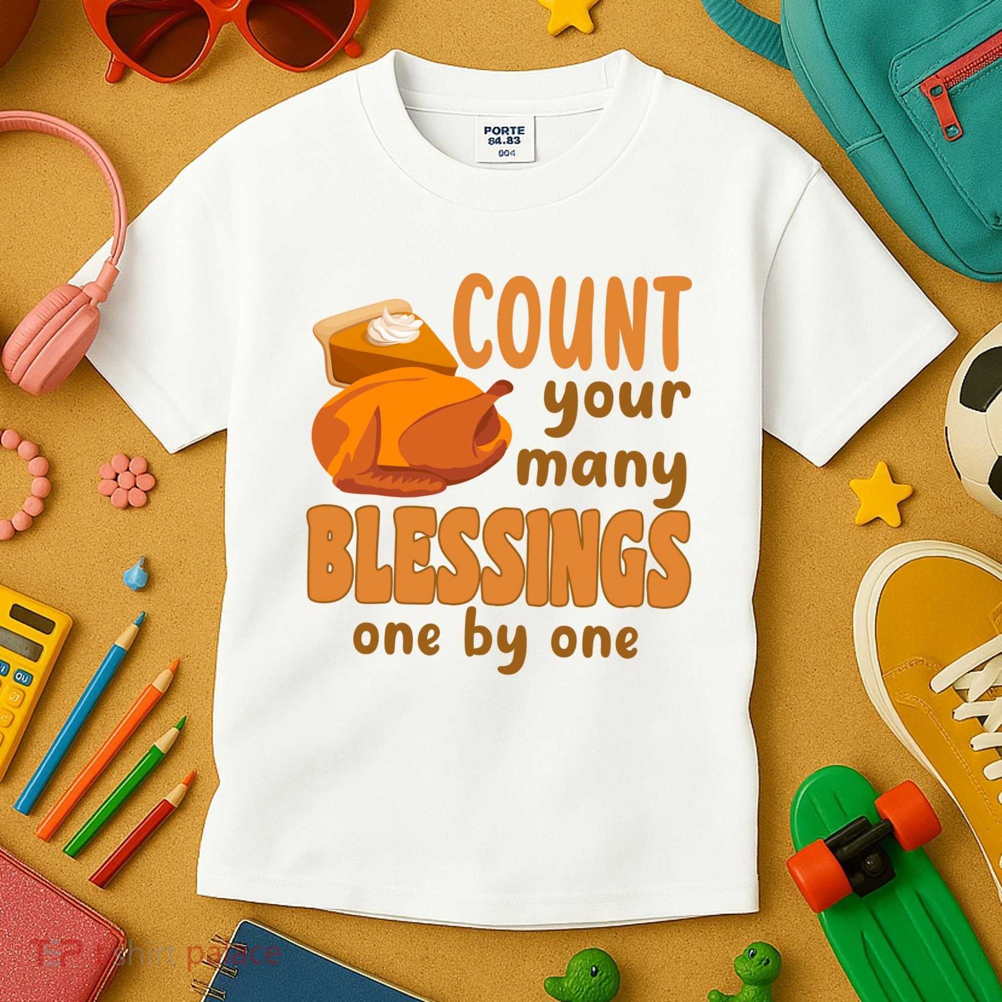 Count Your Many Blessings One By One Thanksgiving Kids T-Shirt