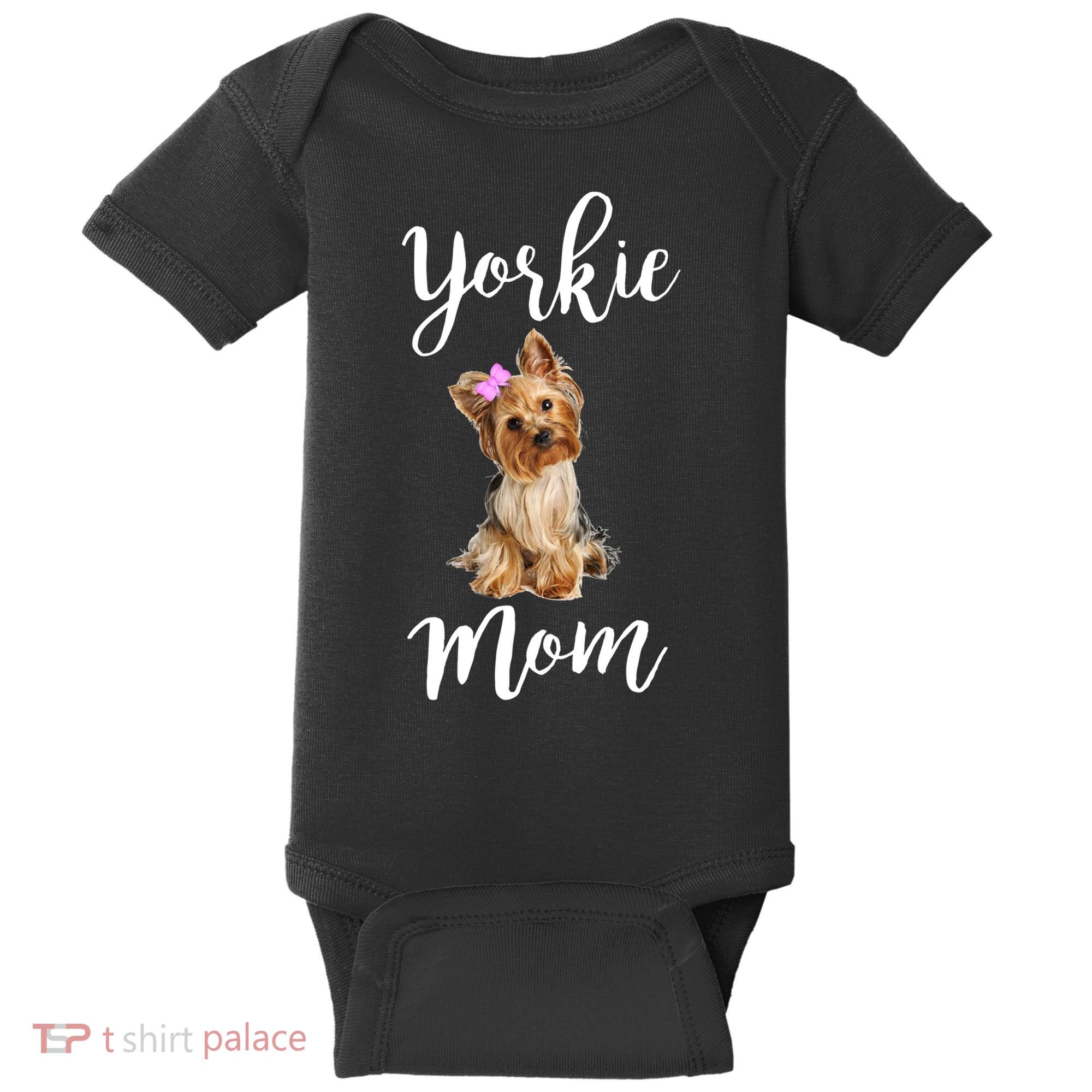Cute Yorkie Mom Dog Apparel Gift Baby Bodysuit