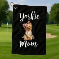 Cute Yorkie Mom Dog Apparel Gift Golf Towel thumb 1