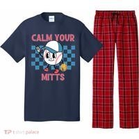 Calm Your Mitts Baseball Player Baseball Game Sports Lover Pajama Set thumb 0