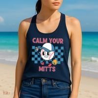 Calm Your Mitts Baseball Player Baseball Game Sports Lover Women's Tank Top thumb 2