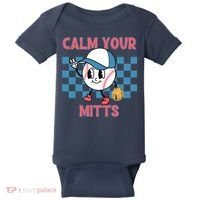 Calm Your Mitts Baseball Player Baseball Game Sports Lover Baby Bodysuit thumb 0