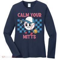 Calm Your Mitts Baseball Player Baseball Game Sports Lover Women's Long Sleeve Shirt thumb 0