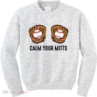 Calm Your Mitts Funny Baseball Player Game Day Sports Lover Kids Sweatshirt thumb 0