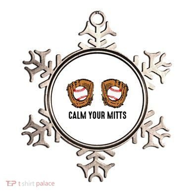 Calm Your Mitts Funny Baseball Player Game Day Sports Lover Ornament