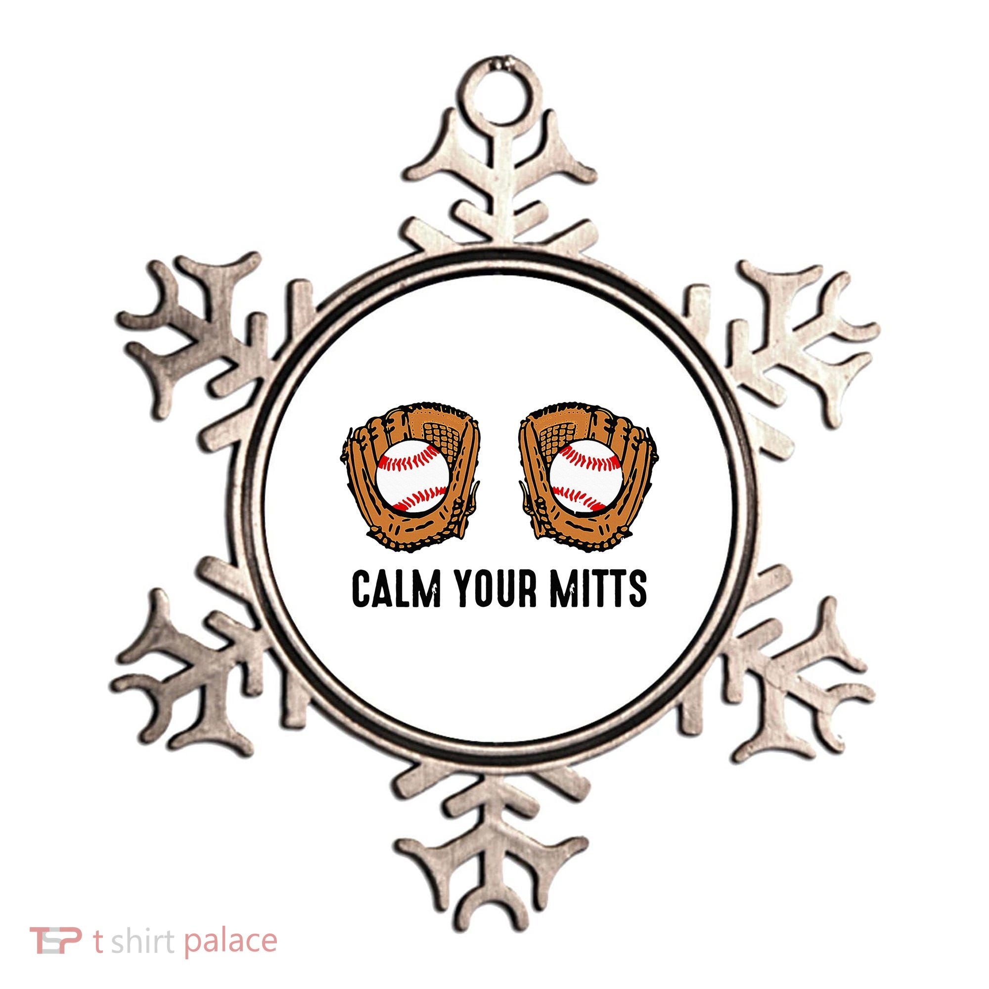 Calm Your Mitts Funny Baseball Player Game Day Sports Lover Ornament