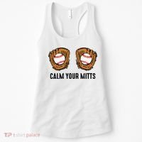 Calm Your Mitts Funny Baseball Player Game Day Sports Lover Women's Tank Top thumb 0