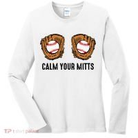 Calm Your Mitts Funny Baseball Player Game Day Sports Lover Women's Long Sleeve Shirt thumb 0