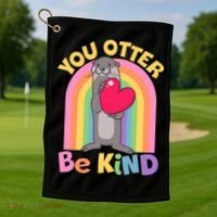 Cute You Otter Be Kind Golf Towel thumb 1