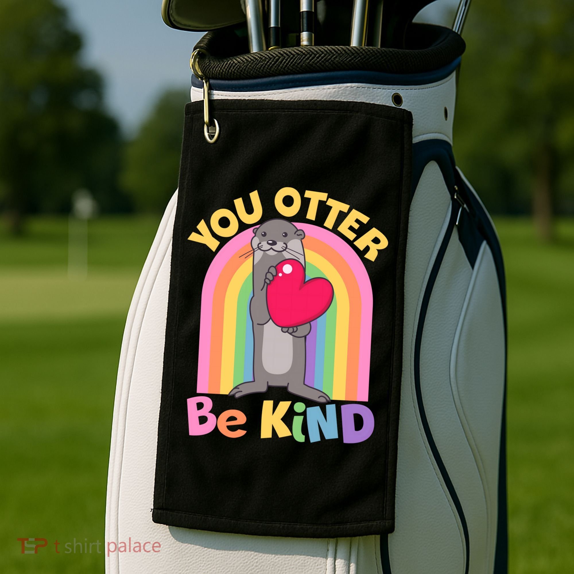 Cute You Otter Be Kind Golf Towel