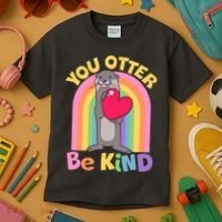 Cute You Otter Be Kind Kids T-Shirt thumb 3