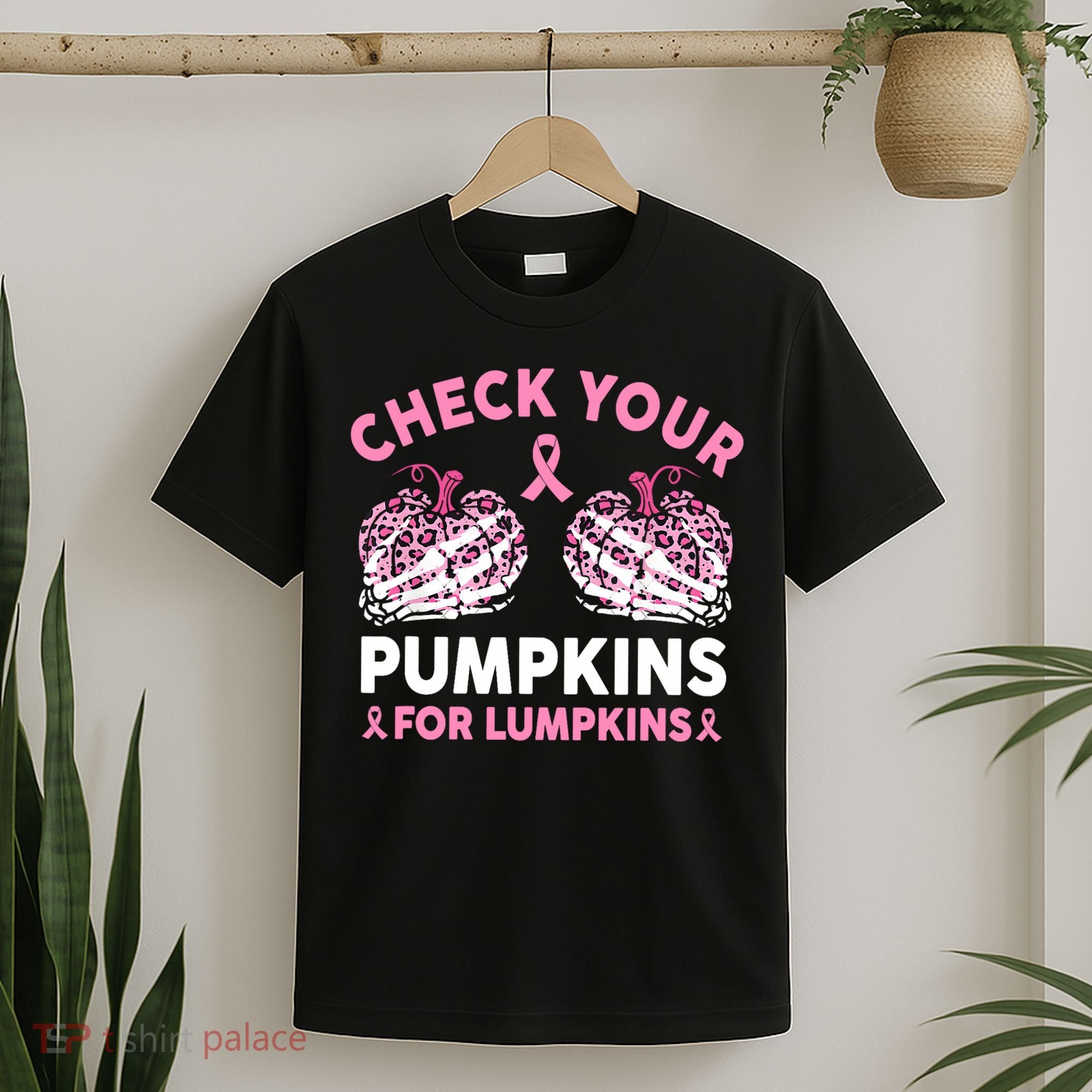 Check Your Pumpkins Breast Cancer Awareness Halloween Women T-Shirt