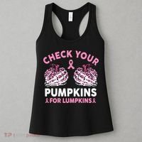 Check Your Pumpkins Breast Cancer Awareness Halloween Women Women's Tank Top thumb 3