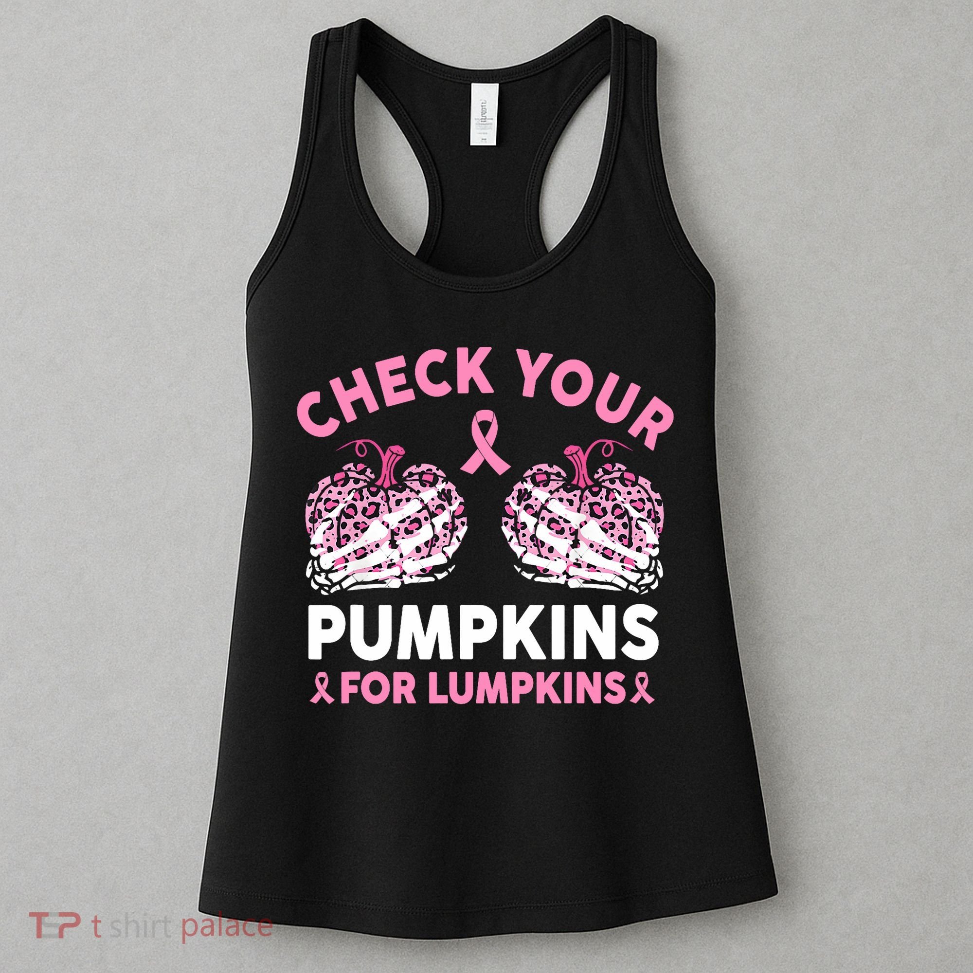 Check Your Pumpkins Breast Cancer Awareness Halloween Women Women's Tank Top
