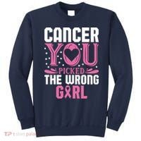 Cancer You Picked The Wrong Girl Breast Cancer Awareness Sweatshirt thumb 0