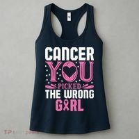 Cancer You Picked The Wrong Girl Breast Cancer Awareness Women's Tank Top thumb 3