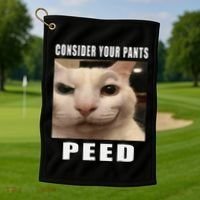 Consider Your Pants Peed Cat Funny Golf Towel thumb 1