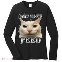 Consider Your Pants Peed Silly Cat Meme Women's Long Sleeve Shirt thumb 0