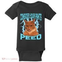 Consider Your Pants Peed Silly Cat Meme Baby Bodysuit thumb 0