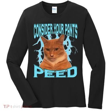 Consider Your Pants Peed Silly Cat Meme Women's Long Sleeve Shirt