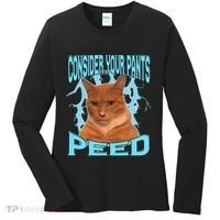 Consider Your Pants Peed Silly Cat Meme Women's Long Sleeve Shirt thumb 0