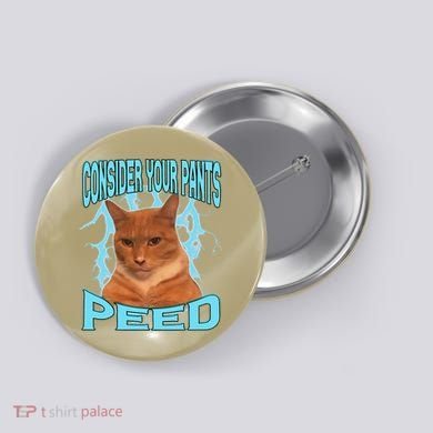 Consider Your Pants Peed Silly Cat Meme Button