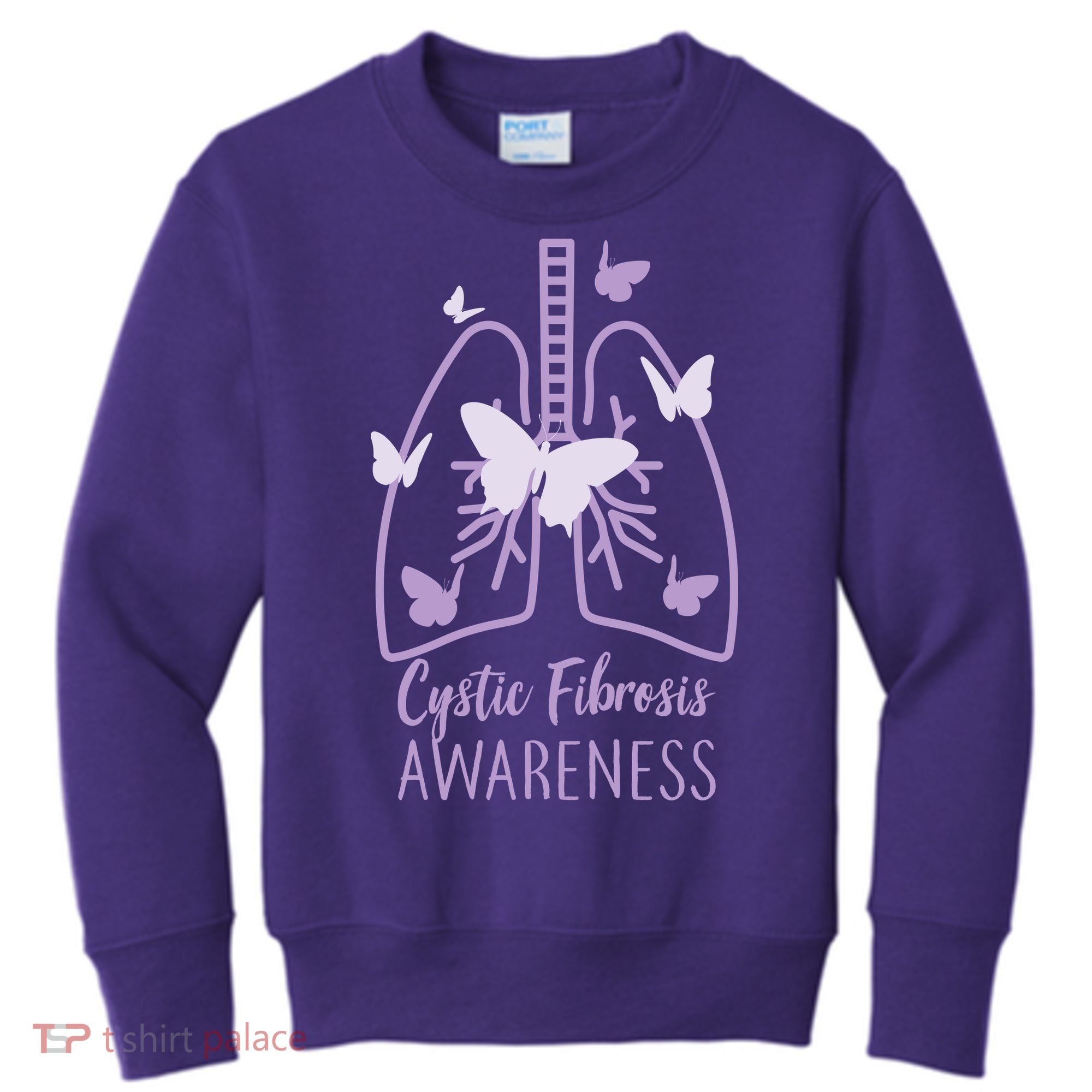 Cystic Fibrosis Awareness Butterflies Kids Sweatshirt