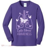 Cystic Fibrosis Awareness Butterflies Kids Long Sleeve Shirt thumb 0