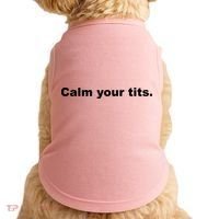 Calm Your Tits Joke Doggie Tank thumb 0