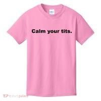 Calm Your Tits Joke Kids T-Shirt thumb 0