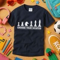 Choose Your Weapon Chess Strategy Funny Chess Lovers Kids T-Shirt thumb 3