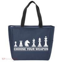 Choose Your Weapon Chess Strategy Funny Chess Lovers Tote Bag thumb 0