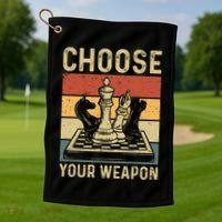 Choose Your Weapon Gag Chess Golf Towel thumb 1