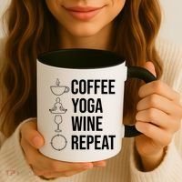 Coffee Yoga Wine Repeat Gift Coffee Mug thumb 3