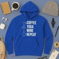 Coffee Yoga Wine Repeat Gift Hoodie thumb 3